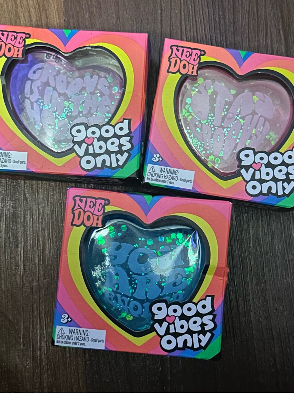 Nee Doh Good Vibes Only Heart Stress Toy - Blue, Pink, Purple
